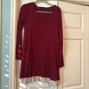 Crimson Dress with Lace